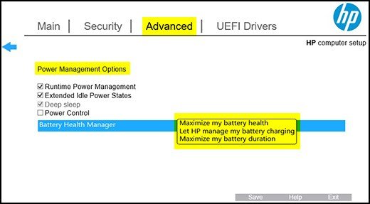 HP battery health manager