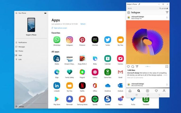 Windows 10 Your Phone Apps Lets Users Run Multiple Android Apps Simultaneously