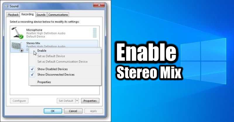 How to Enable Stereo Mix in Windows 10