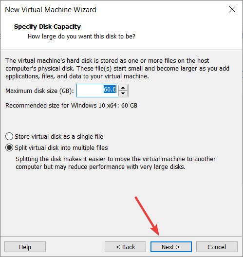 Specify Disk Space