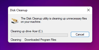 last progress bar for disk cleanup